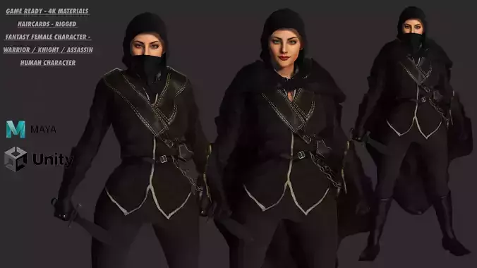 AAA 3D FANTASY WARRIOR  ASSASSIN - REALISTIC RIG GAME CHARACTER