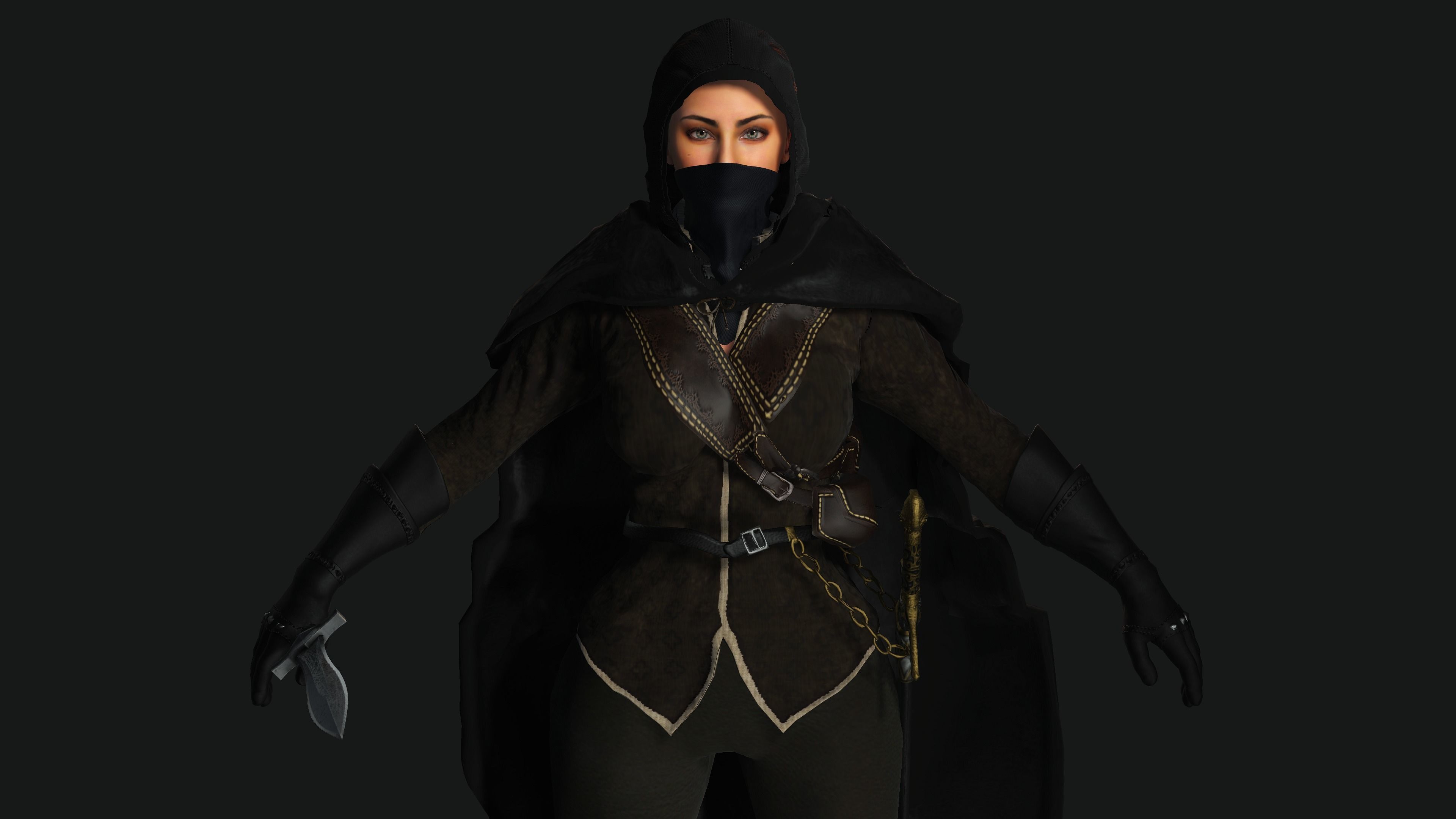 AAA 3D FANTASY WARRIOR  ASSASSIN - REALISTIC RIG GAME CHARACTER Low-poly 3D model_15