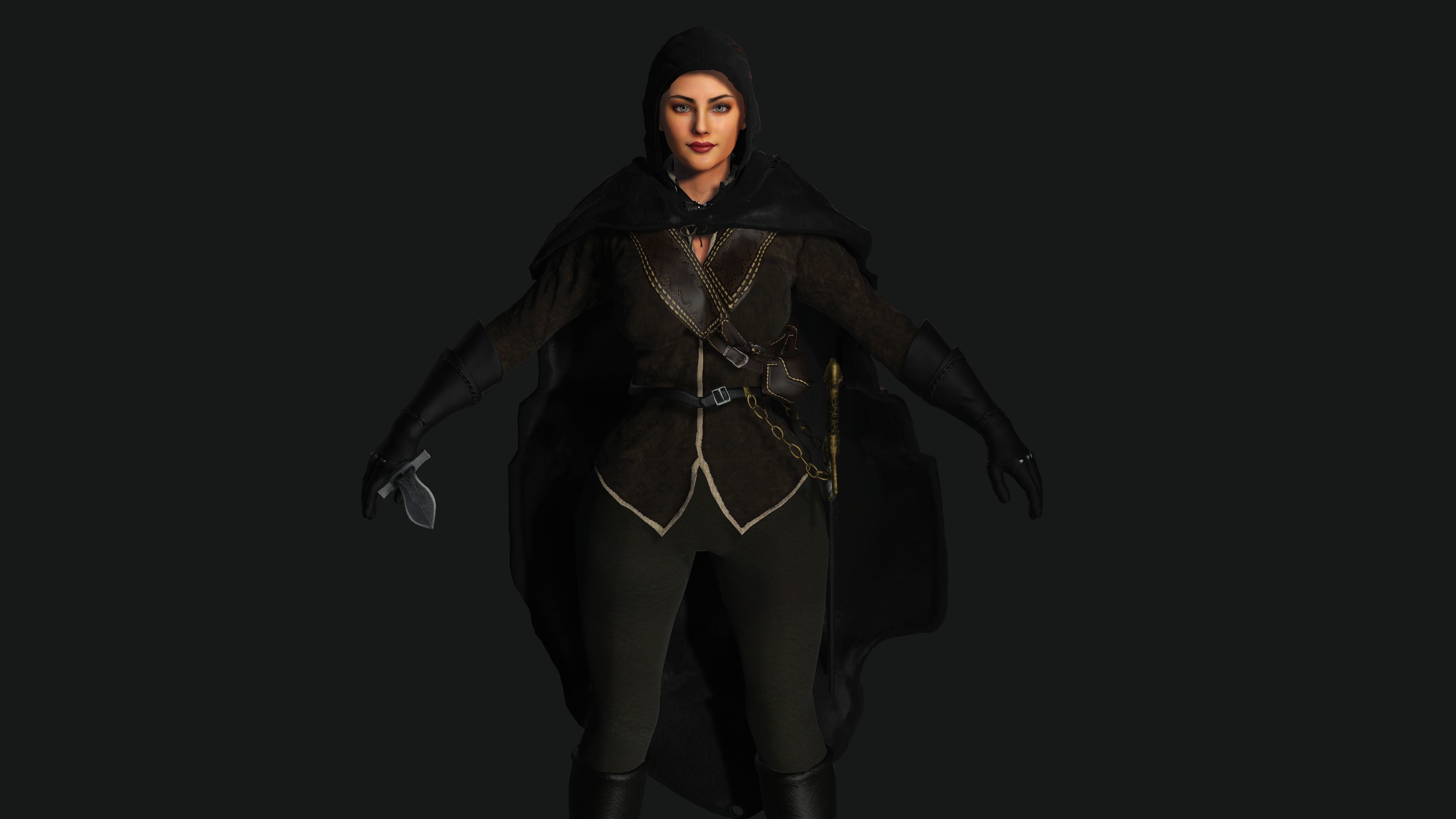 AAA 3D FANTASY WARRIOR  ASSASSIN - REALISTIC RIG GAME CHARACTER Low-poly 3D model_12