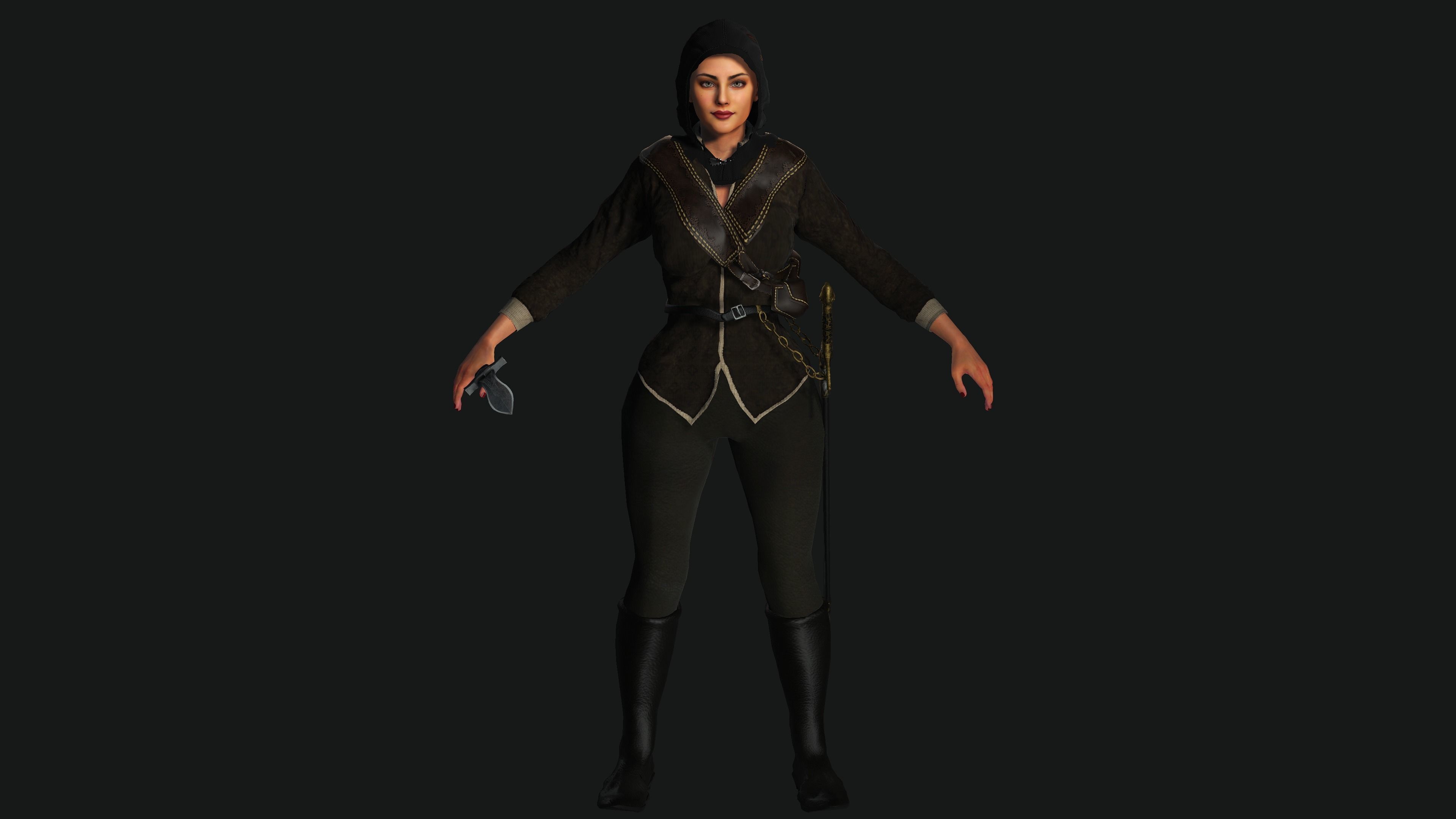 AAA 3D FANTASY WARRIOR  ASSASSIN - REALISTIC RIG GAME CHARACTER Low-poly 3D model_19