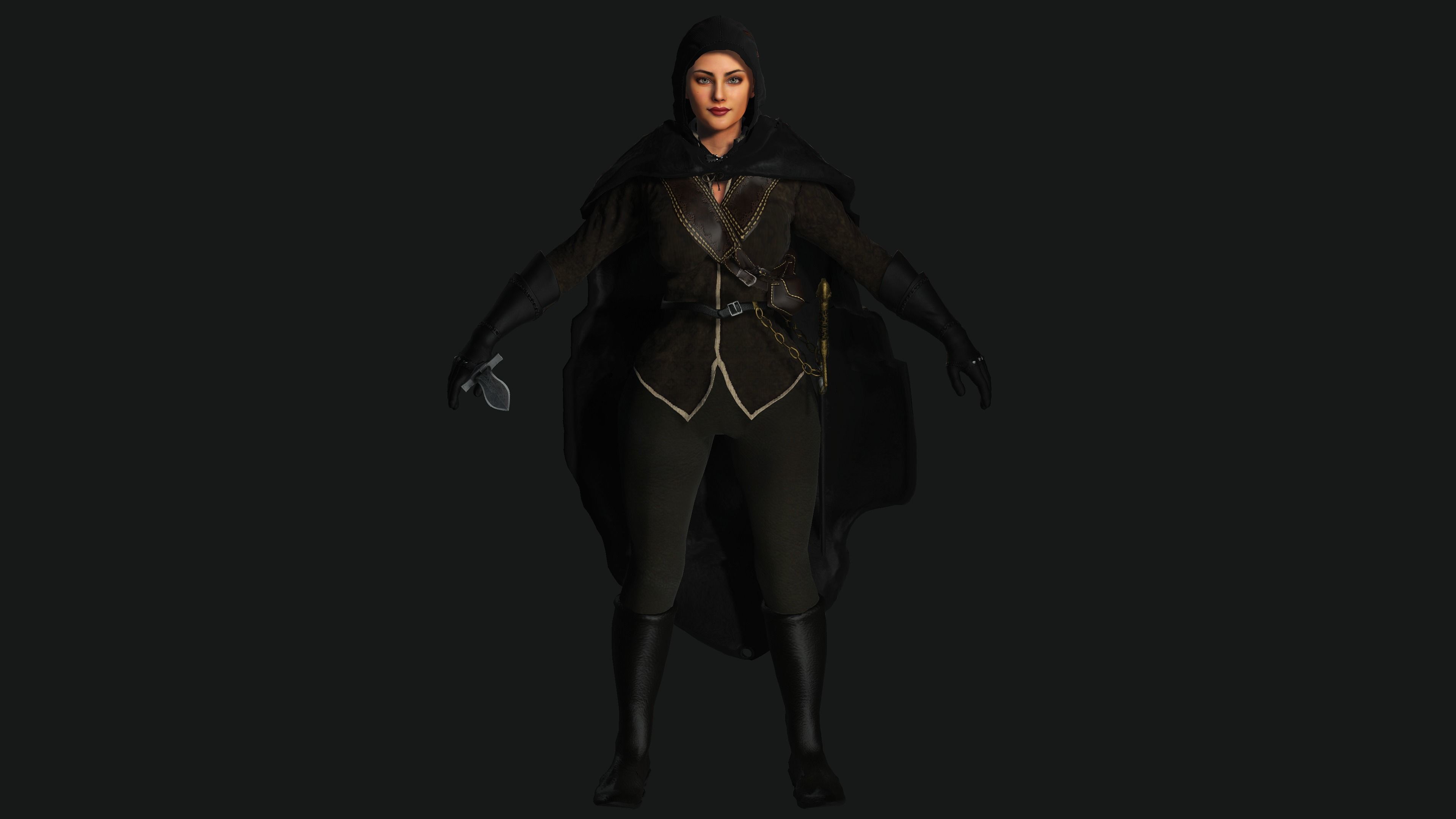 AAA 3D FANTASY WARRIOR  ASSASSIN - REALISTIC RIG GAME CHARACTER Low-poly 3D model_11