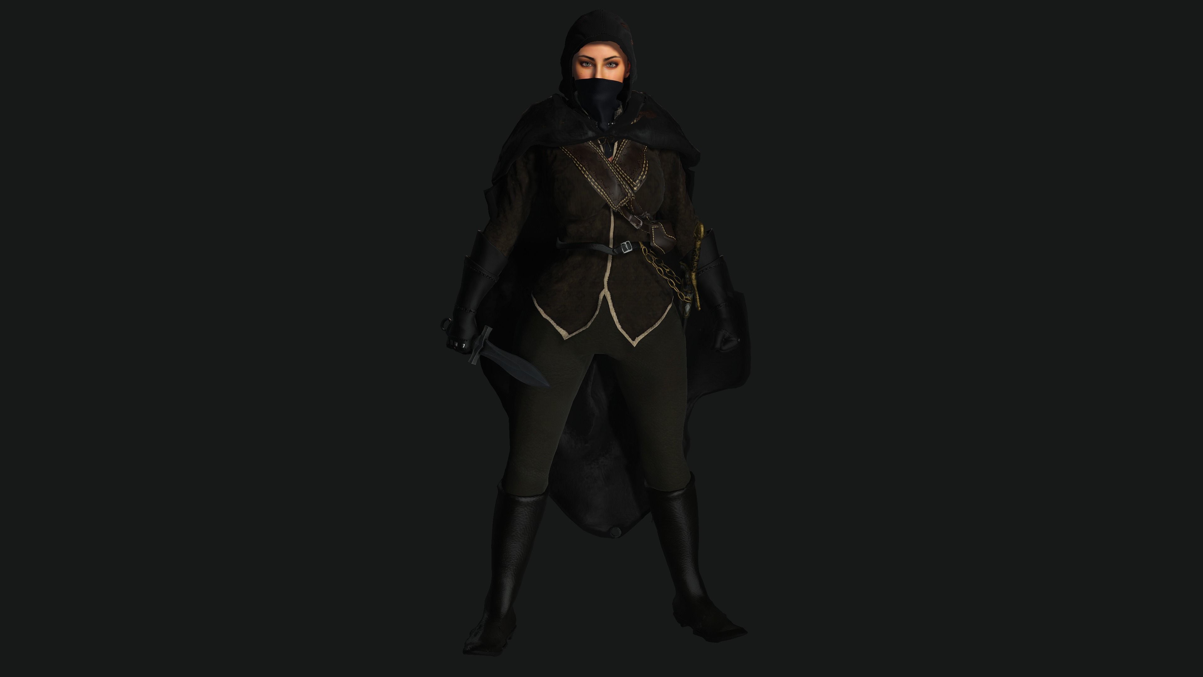 AAA 3D FANTASY WARRIOR  ASSASSIN - REALISTIC RIG GAME CHARACTER Low-poly 3D model_2