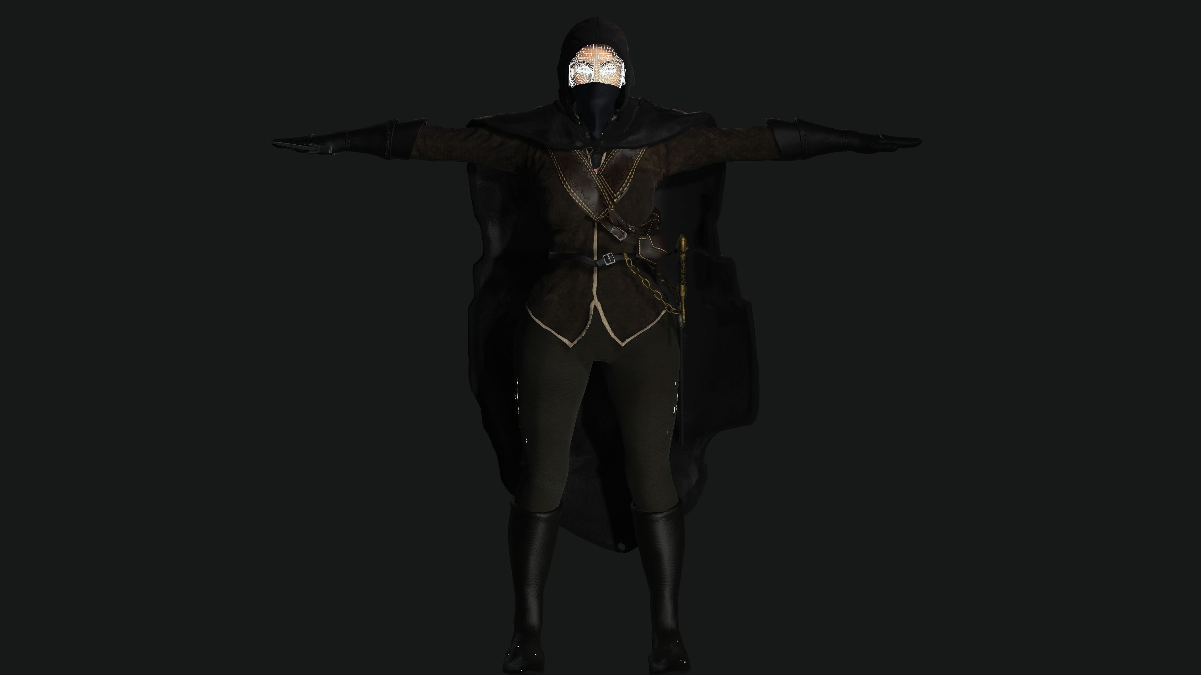 AAA 3D FANTASY WARRIOR  ASSASSIN - REALISTIC RIG GAME CHARACTER Low-poly 3D model_25