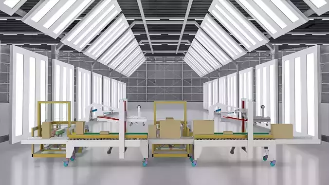 Automatic unpacking and sealing machine  3D model