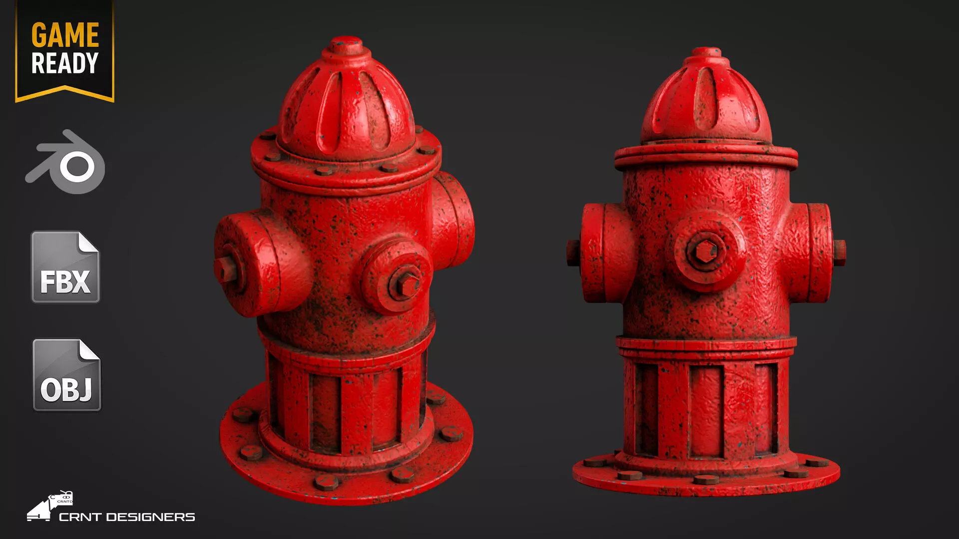 Fire Hydrant Low Poly PBR 3D Model Low-poly 3D model