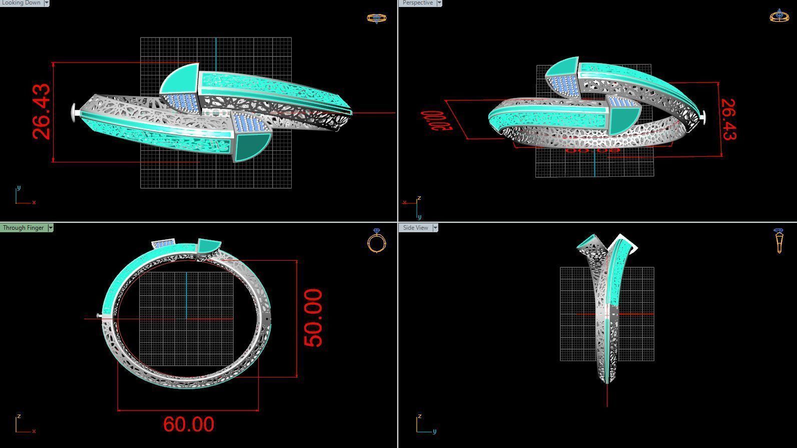 Islamic gold bracelet direct casting 3D model_8