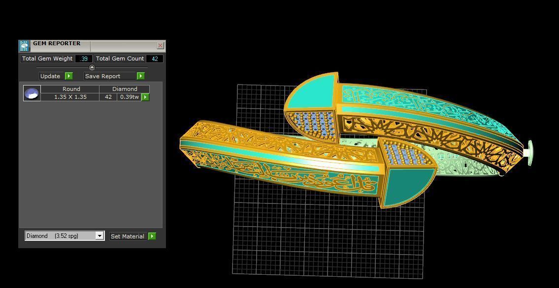 Islamic gold bracelet direct casting 3D model_6