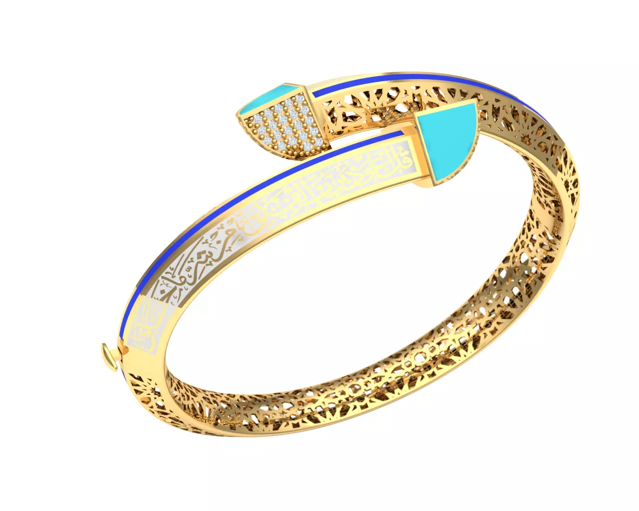 Islamic gold bracelet direct casting 3D model_0