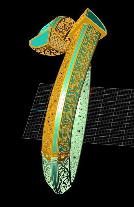 Islamic gold bracelet direct casting 3D model_4