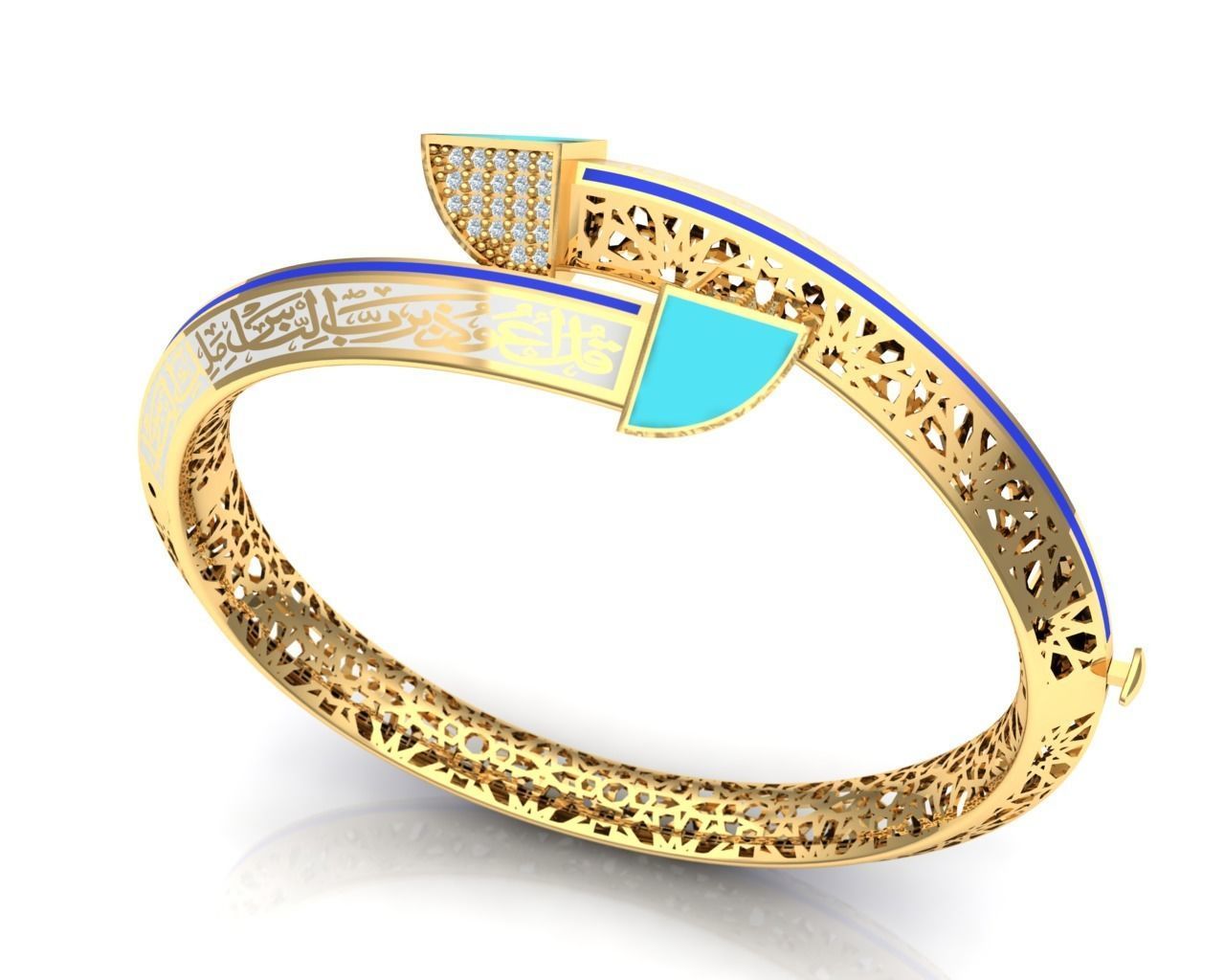 Islamic gold bracelet direct casting 3D model_1