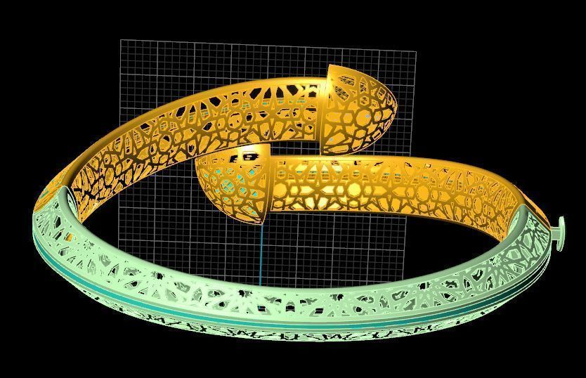 Islamic gold bracelet direct casting 3D model_5