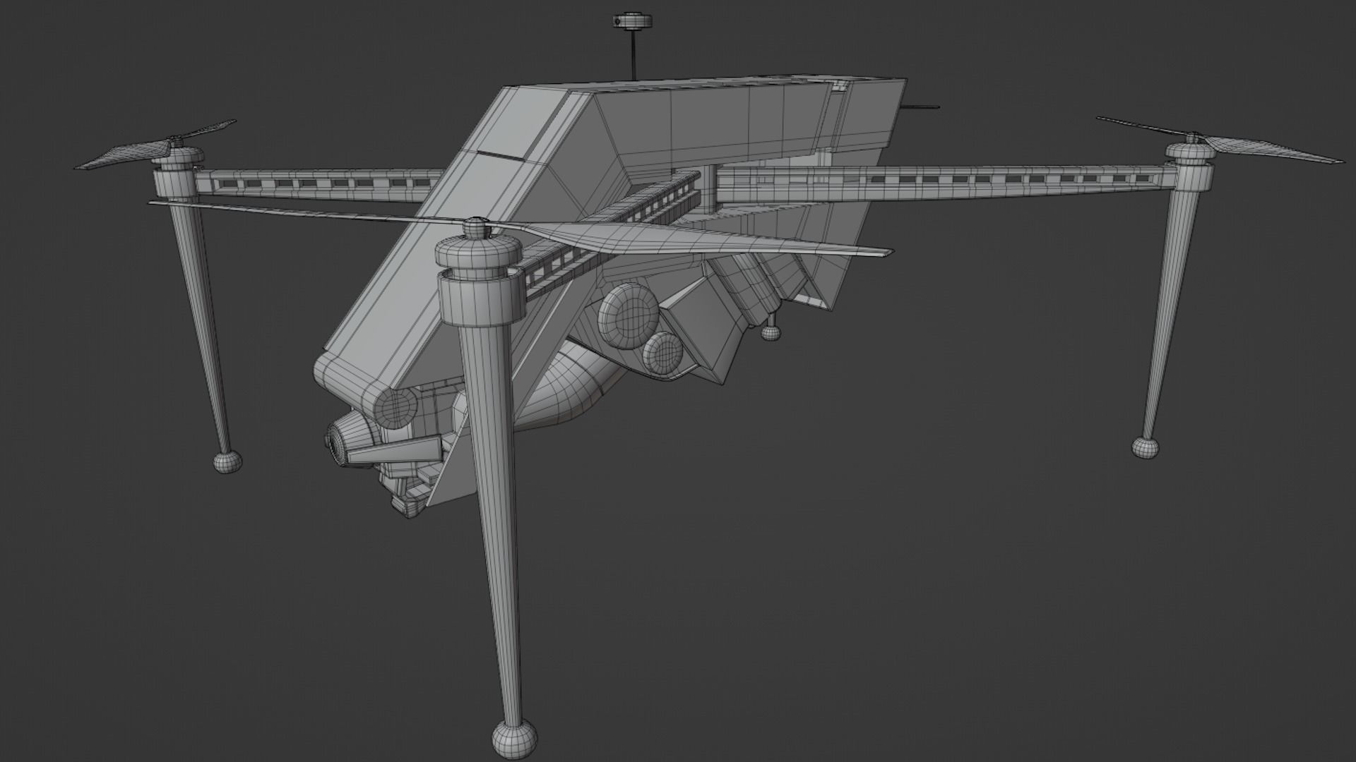 Cyberpunk Drone Low-poly 3D model_9