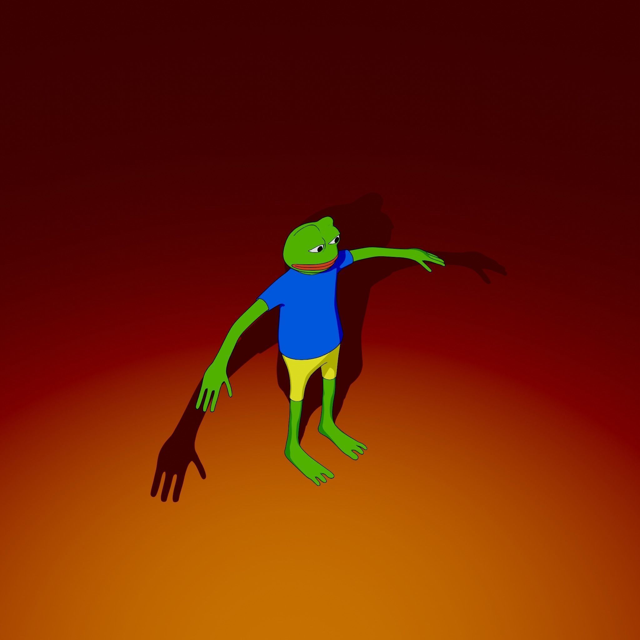 Pepe the Frog LineArt Generator Scene 3D Rigged Character Low-poly 3D model_37