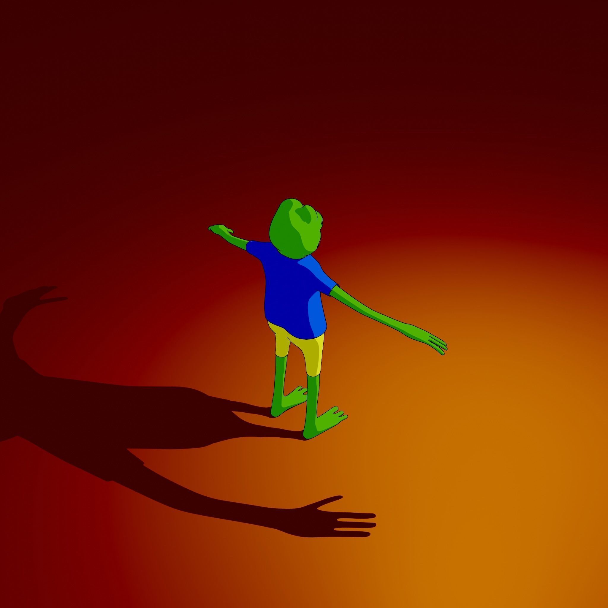 Pepe the Frog LineArt Generator Scene 3D Rigged Character Low-poly 3D model_35