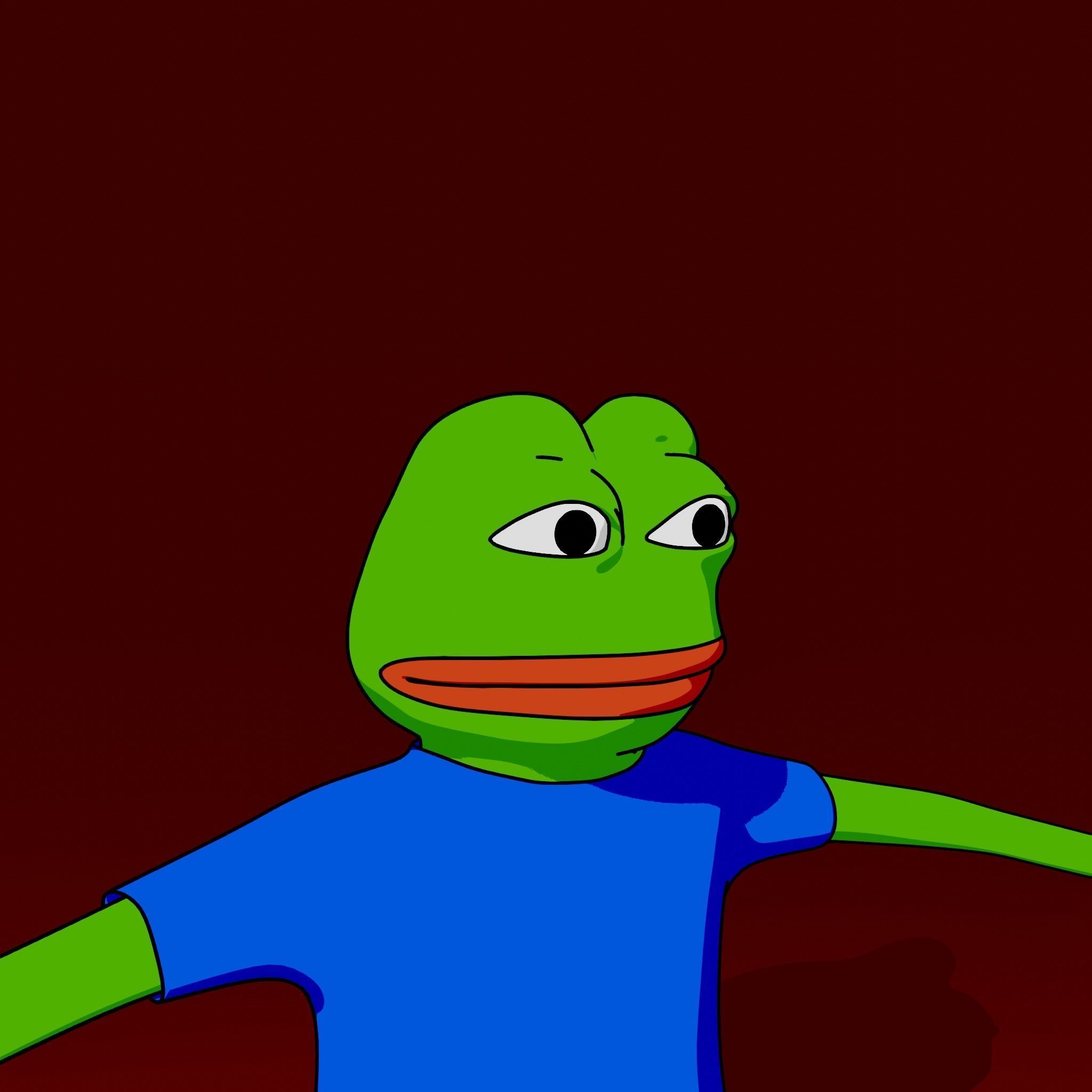 Pepe the Frog LineArt Generator Scene 3D Rigged Character Low-poly 3D model_16