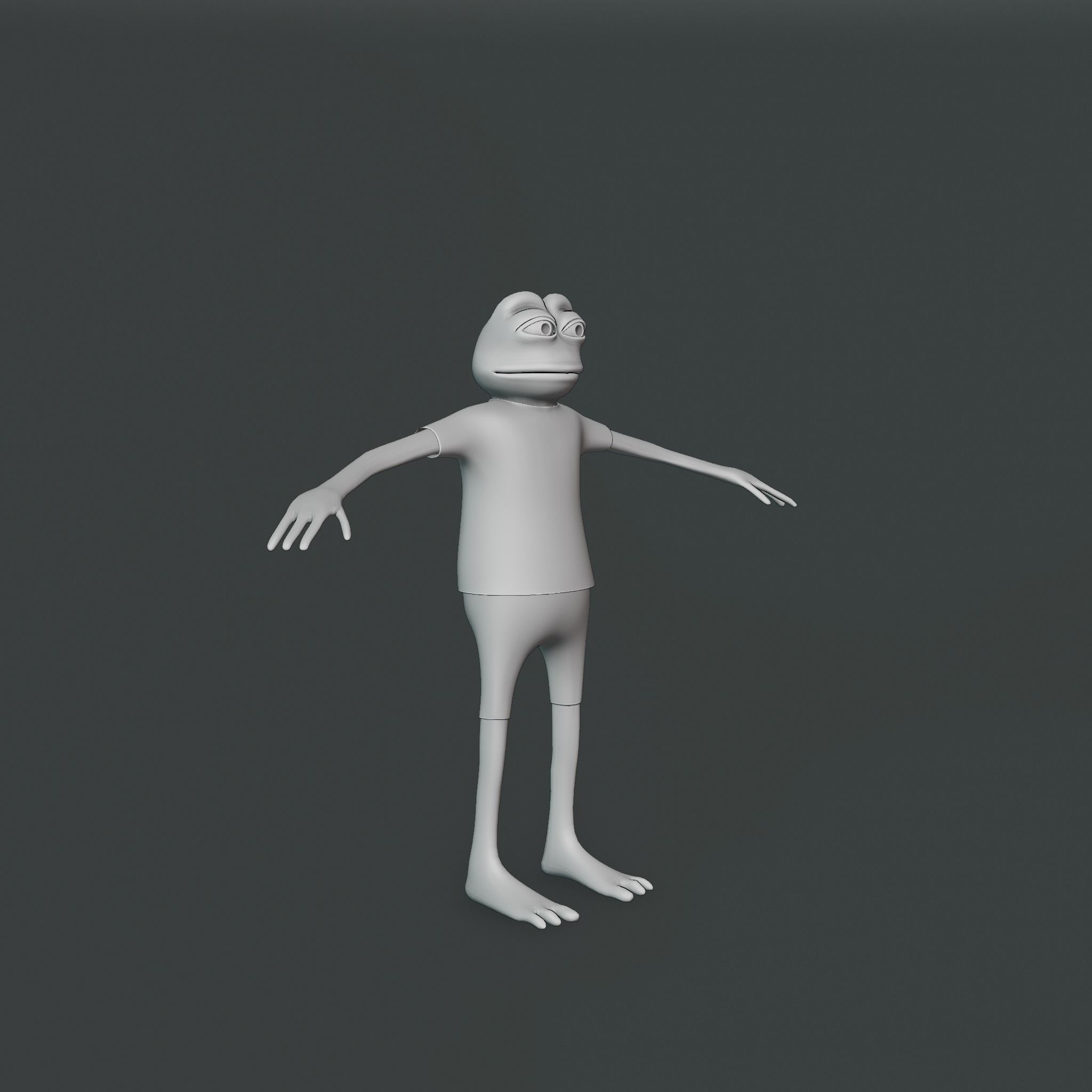 Pepe the Frog LineArt Generator Scene 3D Rigged Character Low-poly 3D model_52