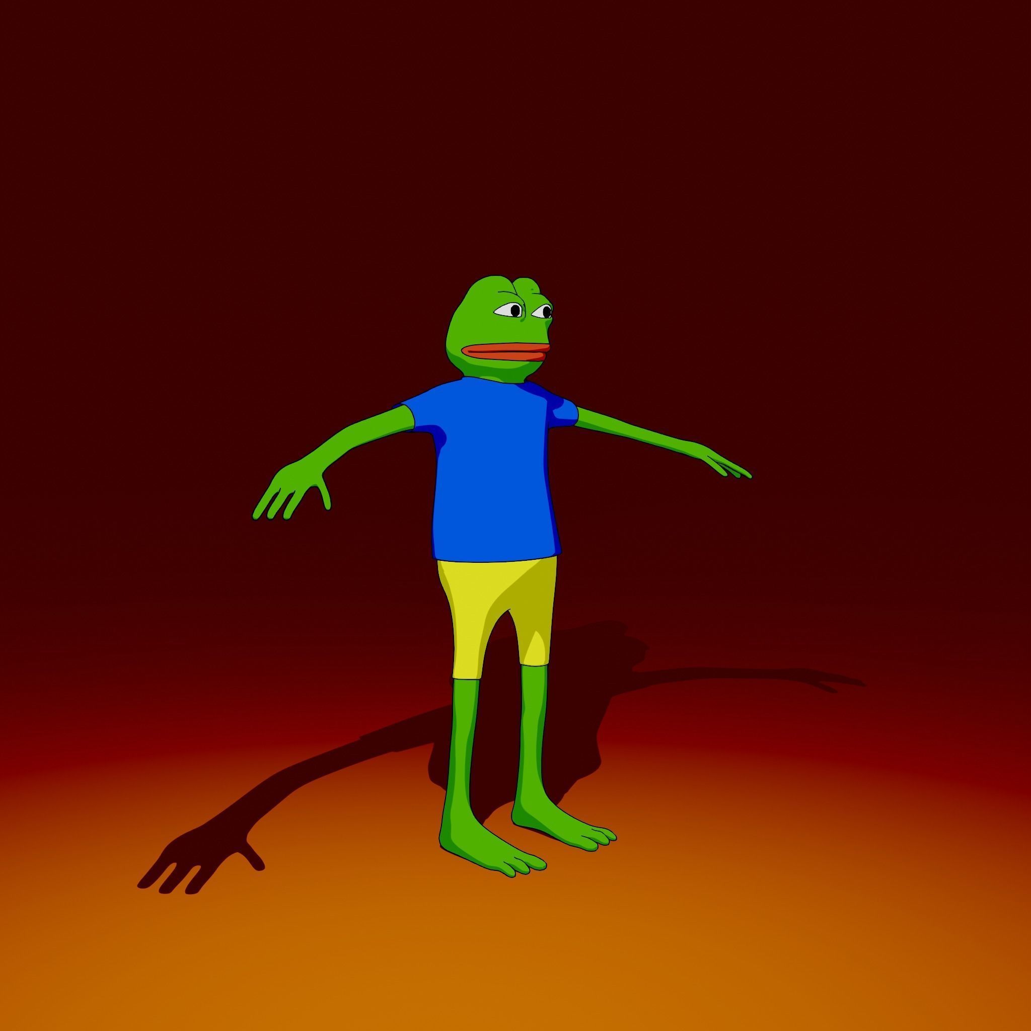 Pepe the Frog LineArt Generator Scene 3D Rigged Character Low-poly 3D model_38