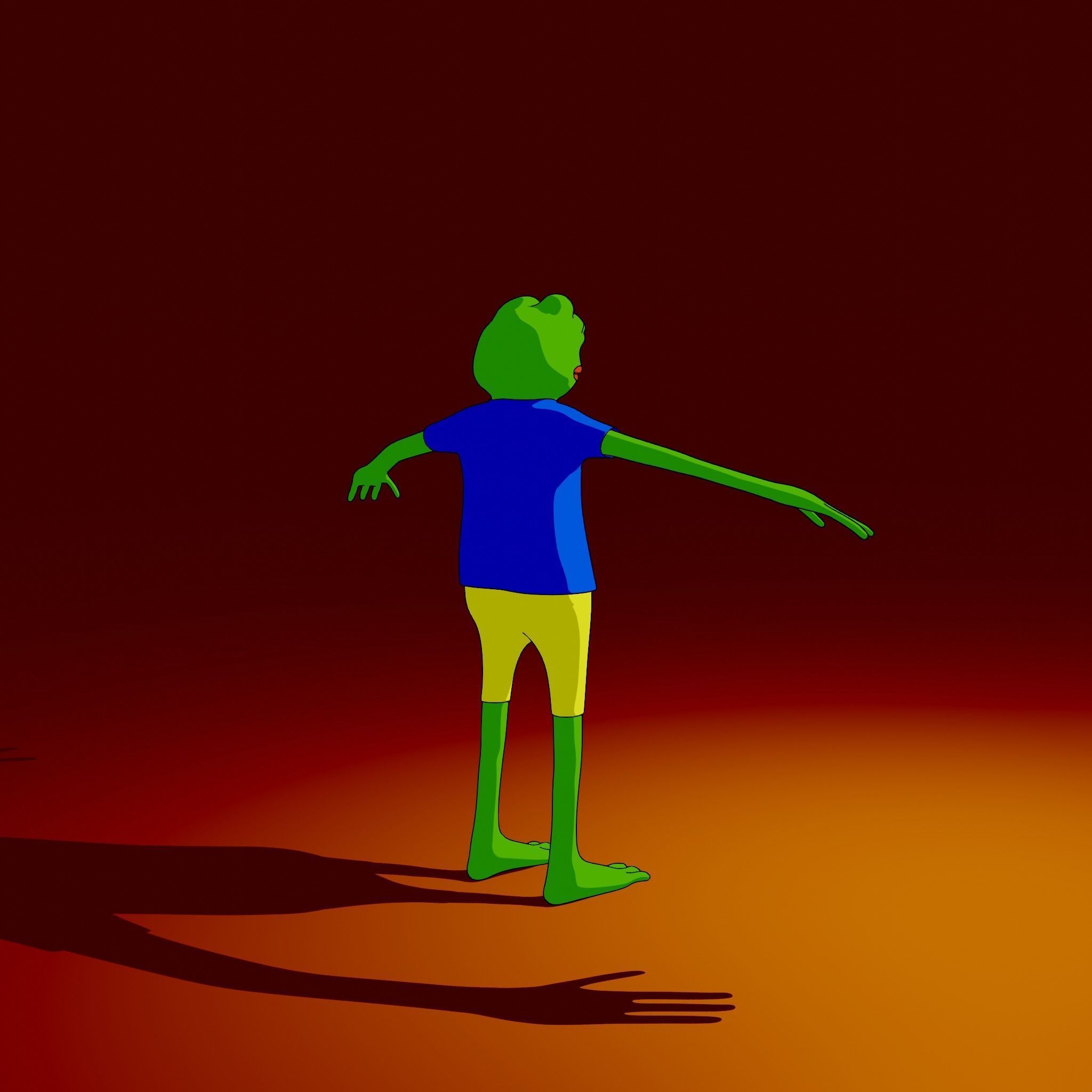 Pepe the Frog LineArt Generator Scene 3D Rigged Character Low-poly 3D model_36