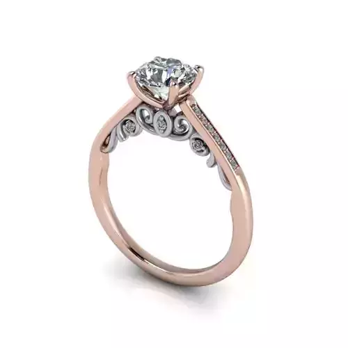 Antique scroll diamond engagement ring
