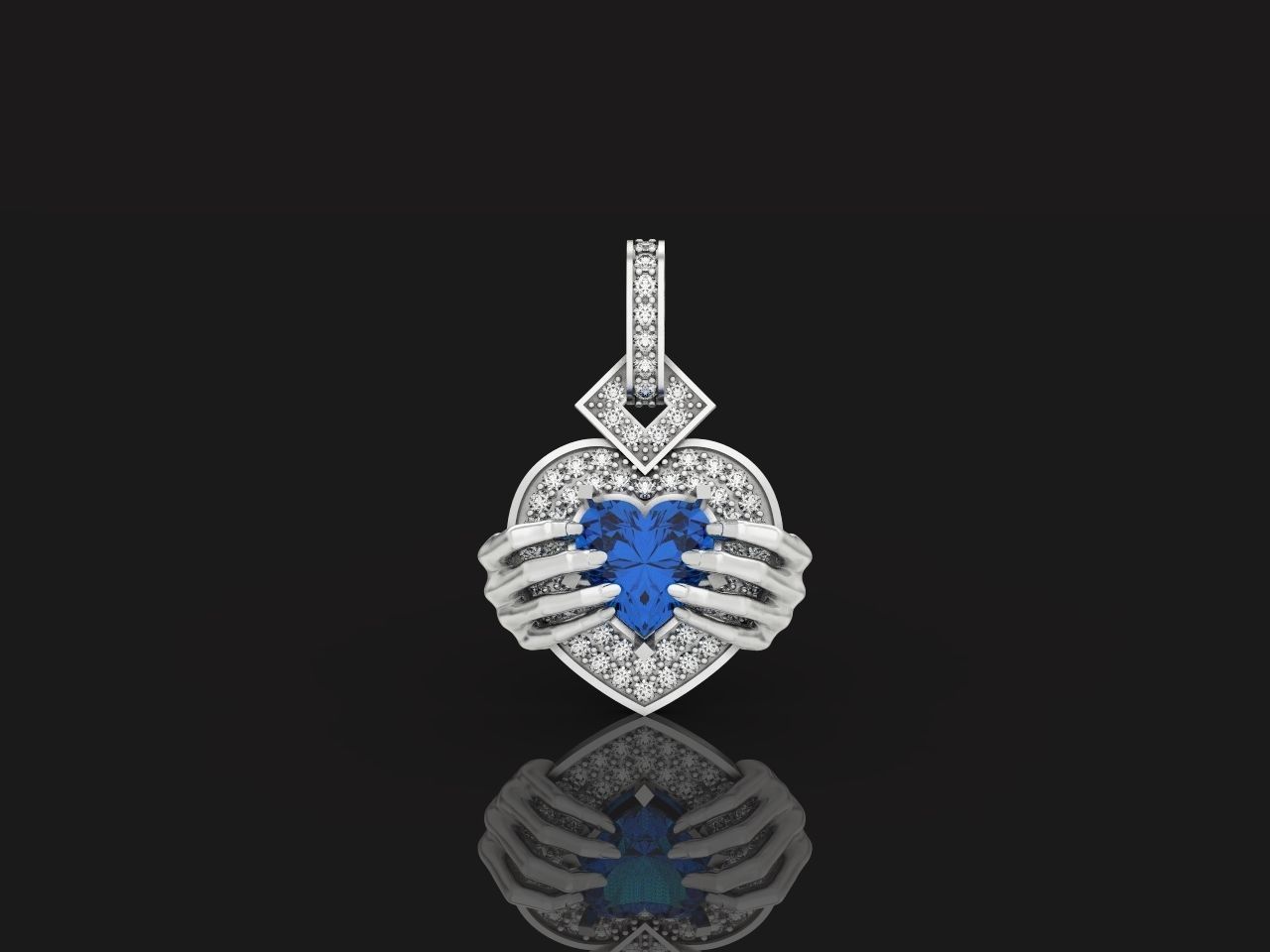 heart pendant with hands 862 3D print model_25