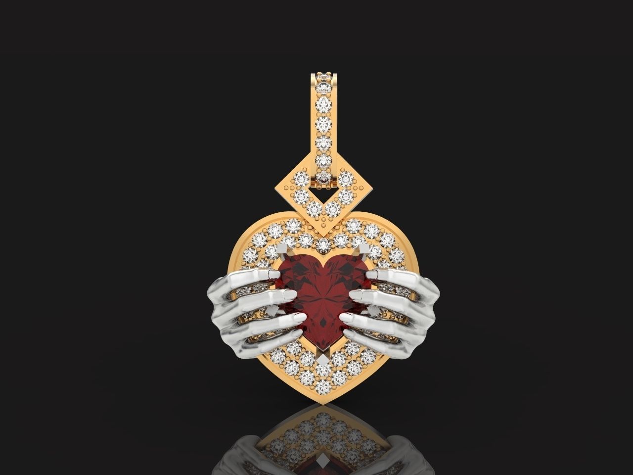 heart pendant with hands 862 3D print model_11