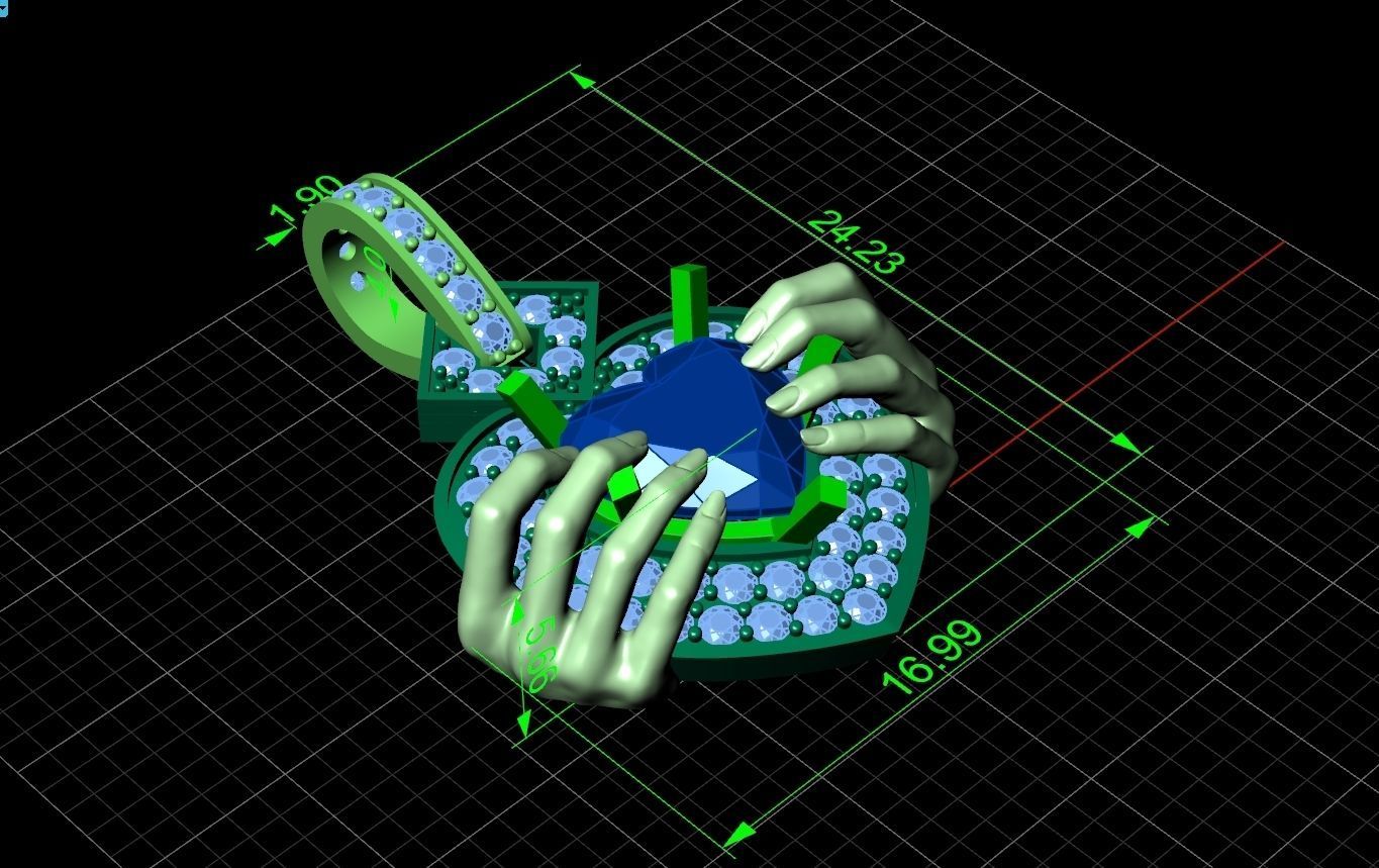 heart pendant with hands 862 3D print model_10