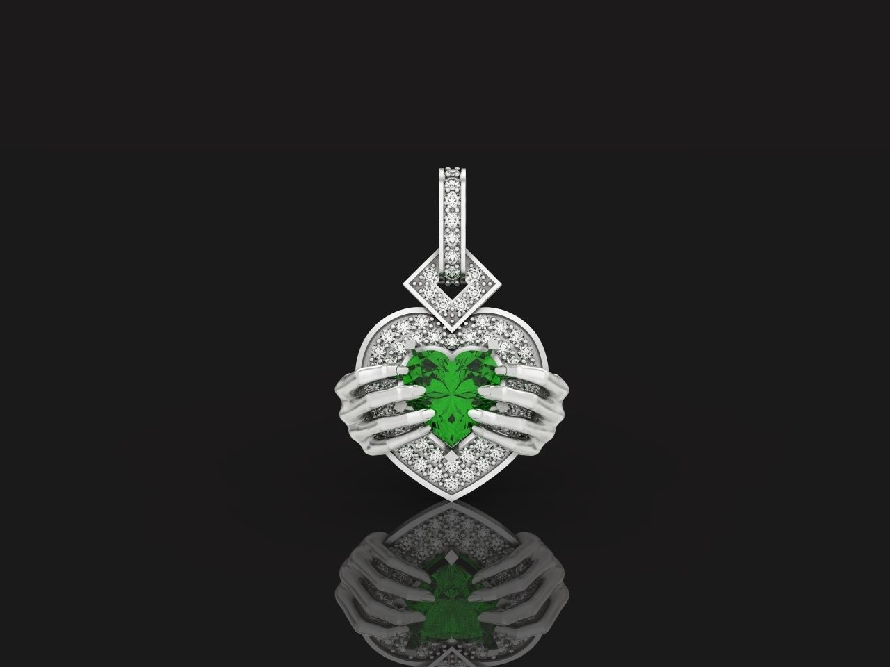 heart pendant with hands 862 3D print model_14