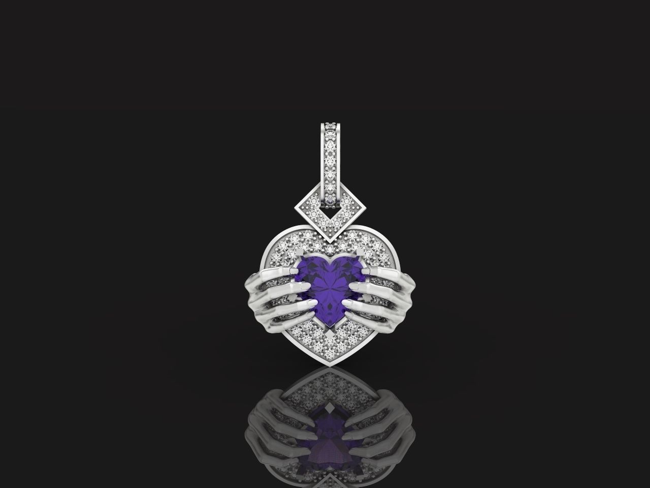 heart pendant with hands 862 3D print model_13