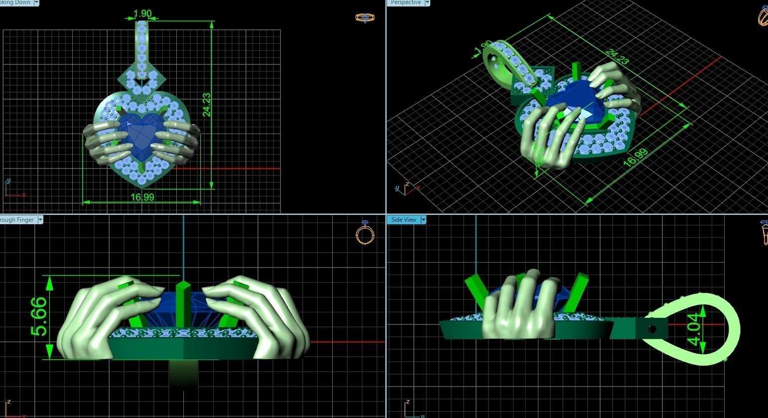 heart pendant with hands 862 3D print model_3