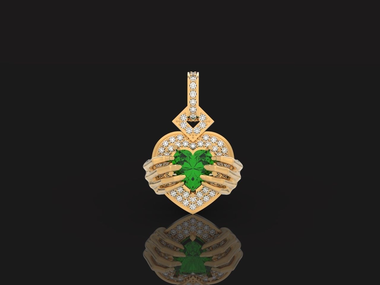 heart pendant with hands 862 3D print model_2