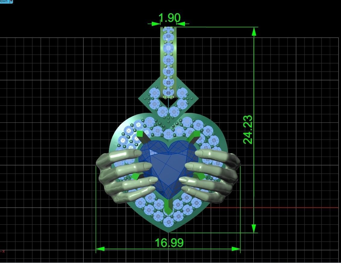 heart pendant with hands 862 3D print model_7