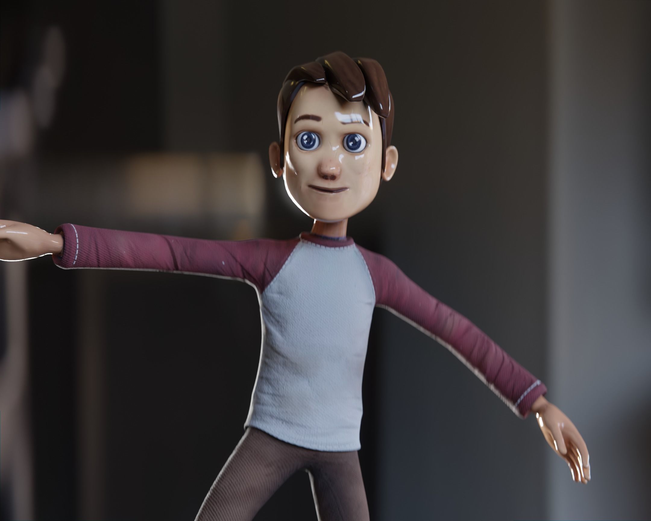 Cartoonish Man 3d model pixar disney style Free low-poly 3D model_3