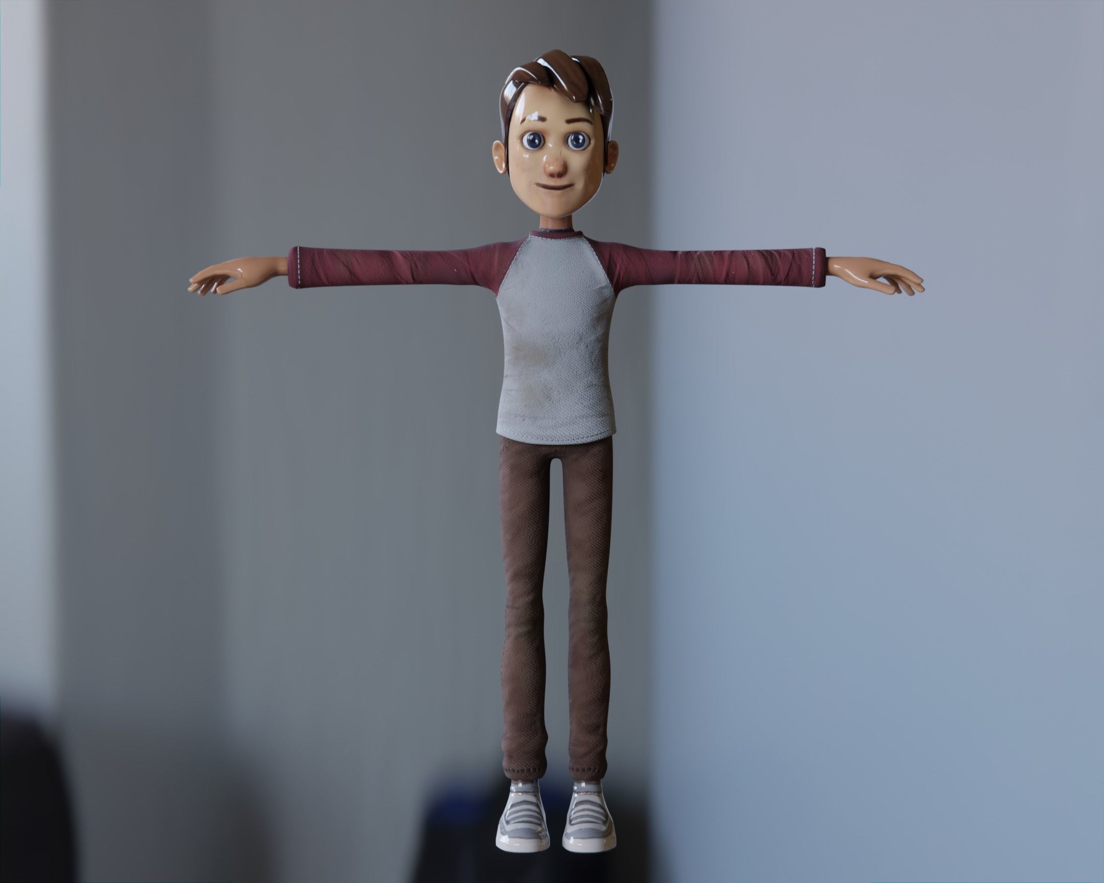 Cartoonish Man 3d model pixar disney style Free low-poly 3D model_1