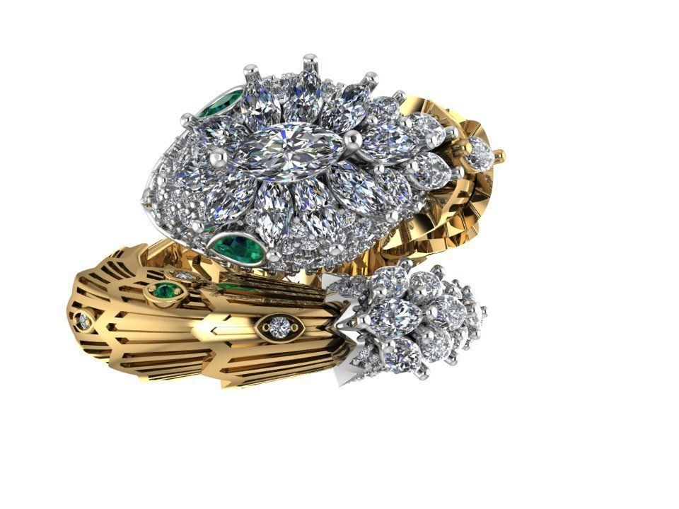 Bvlgari Snake  Ring 3D print model_3