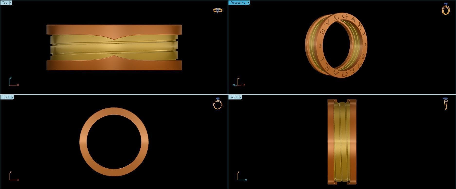 BuLGaRi Ring - Diferent Sizes 3D print model_10