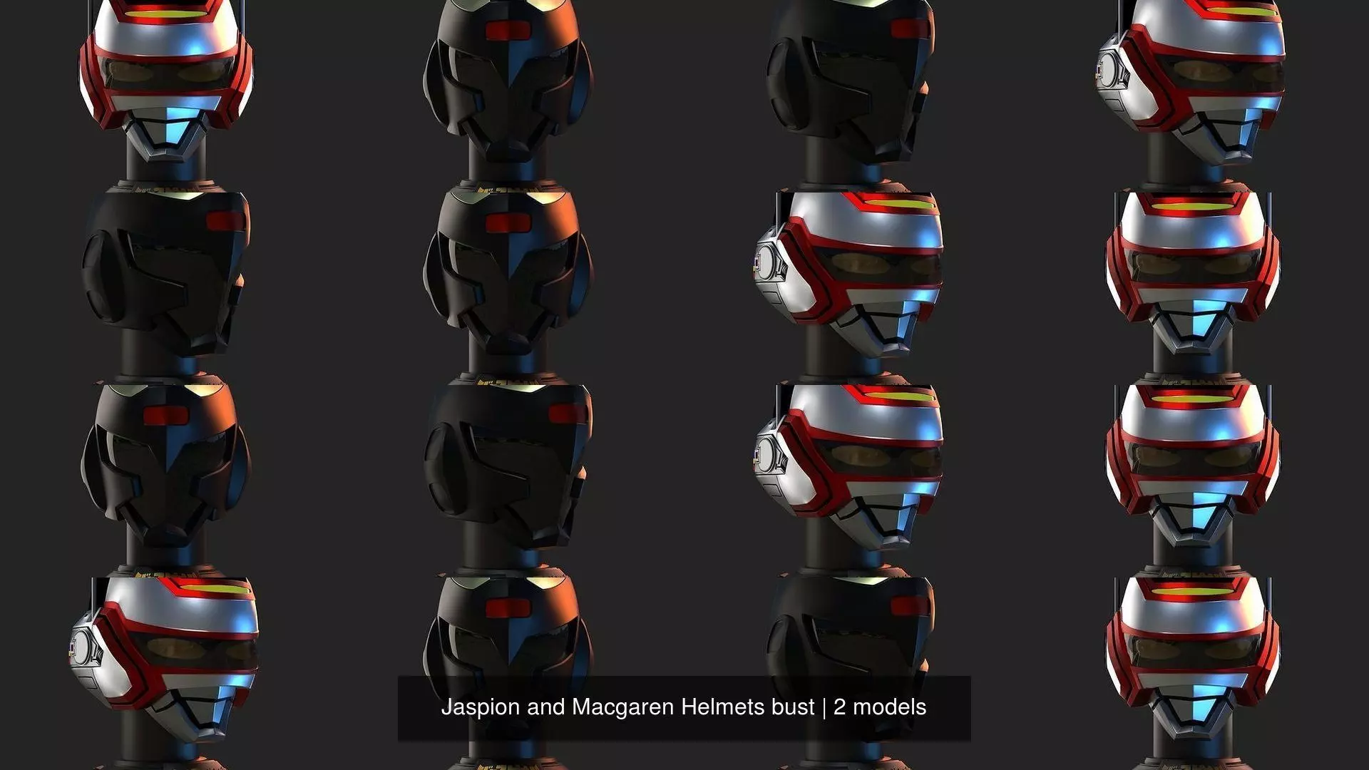 Jaspion and Macgaren Helmets bust  - 3D Printable 3D Model Collection_0
