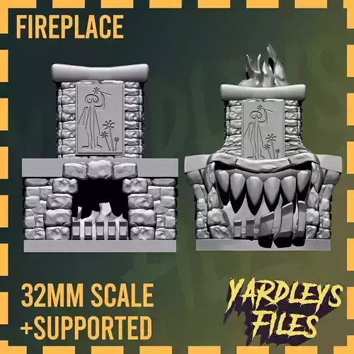 FANGS OF THE HEARTH  Fireplace DnD Mimic 32mm 3D print model
