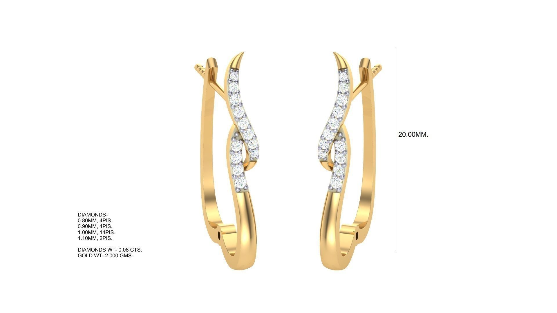 Geometric Theme Diamond Earrings obj stl 3dmf renders details 3D print model_4