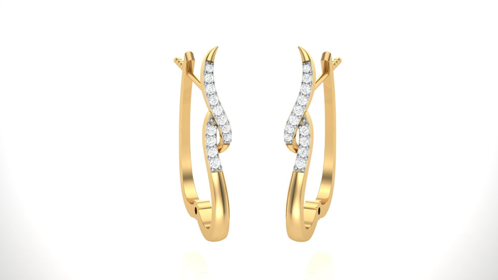 Geometric Theme Diamond Earrings obj stl 3dmf renders details 3D print model_2