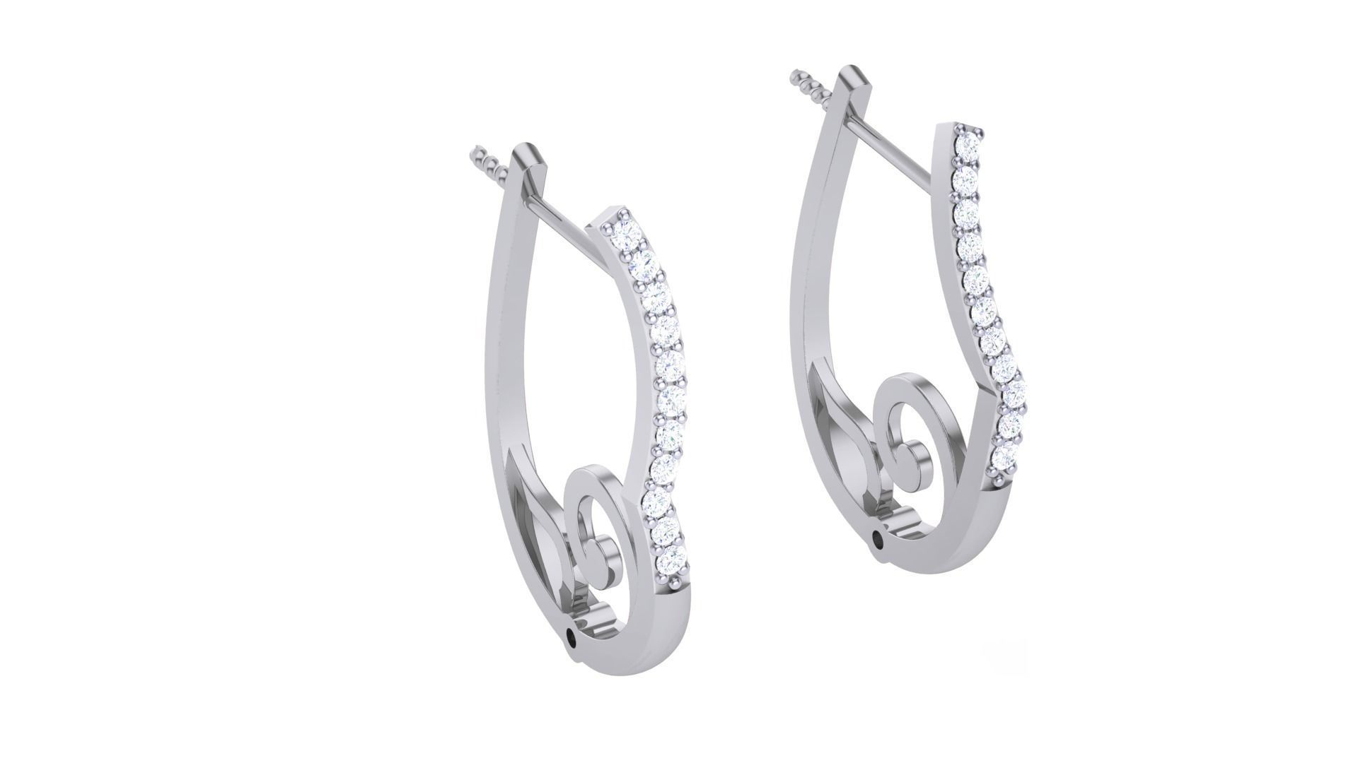 Geometric Theme Diamond Earrings obj stl 3dmf renders details 3D print model_1