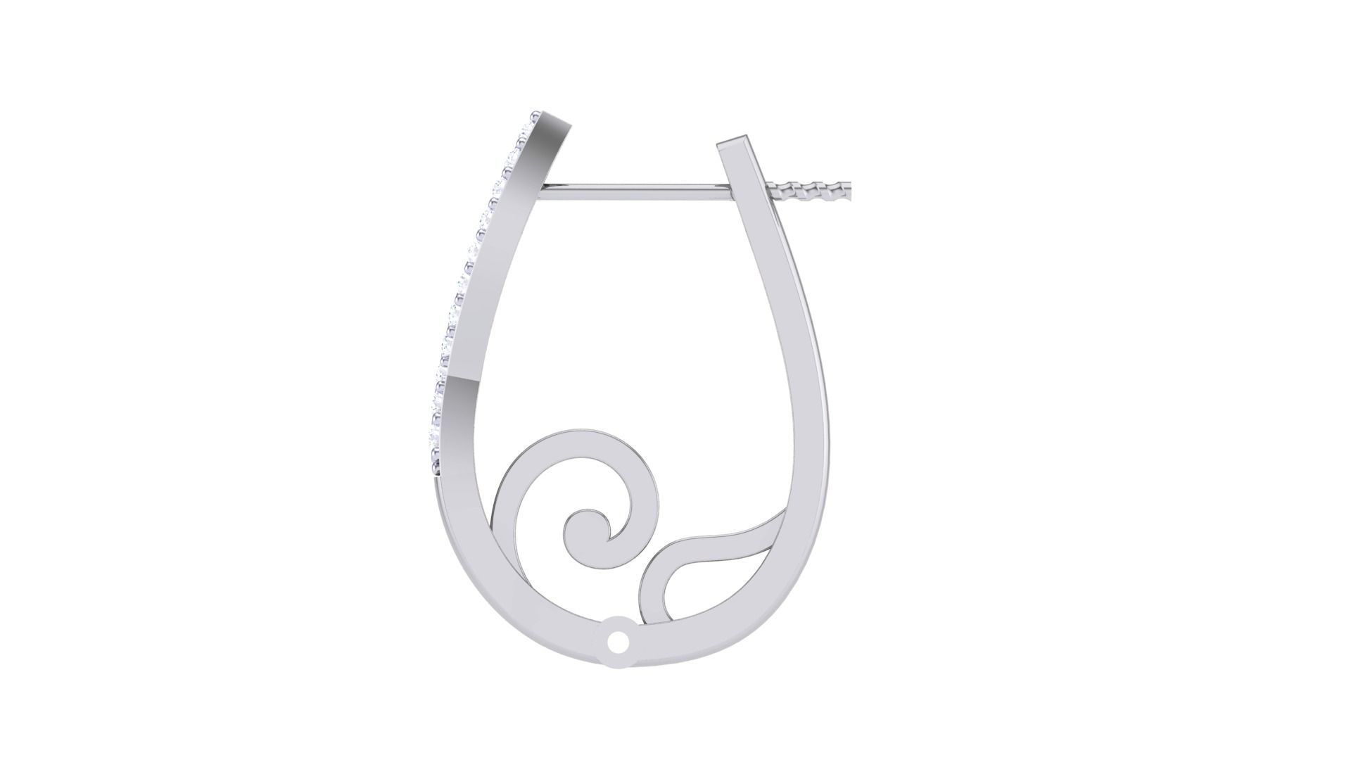 Geometric Theme Diamond Earrings obj stl 3dmf renders details 3D print model_8