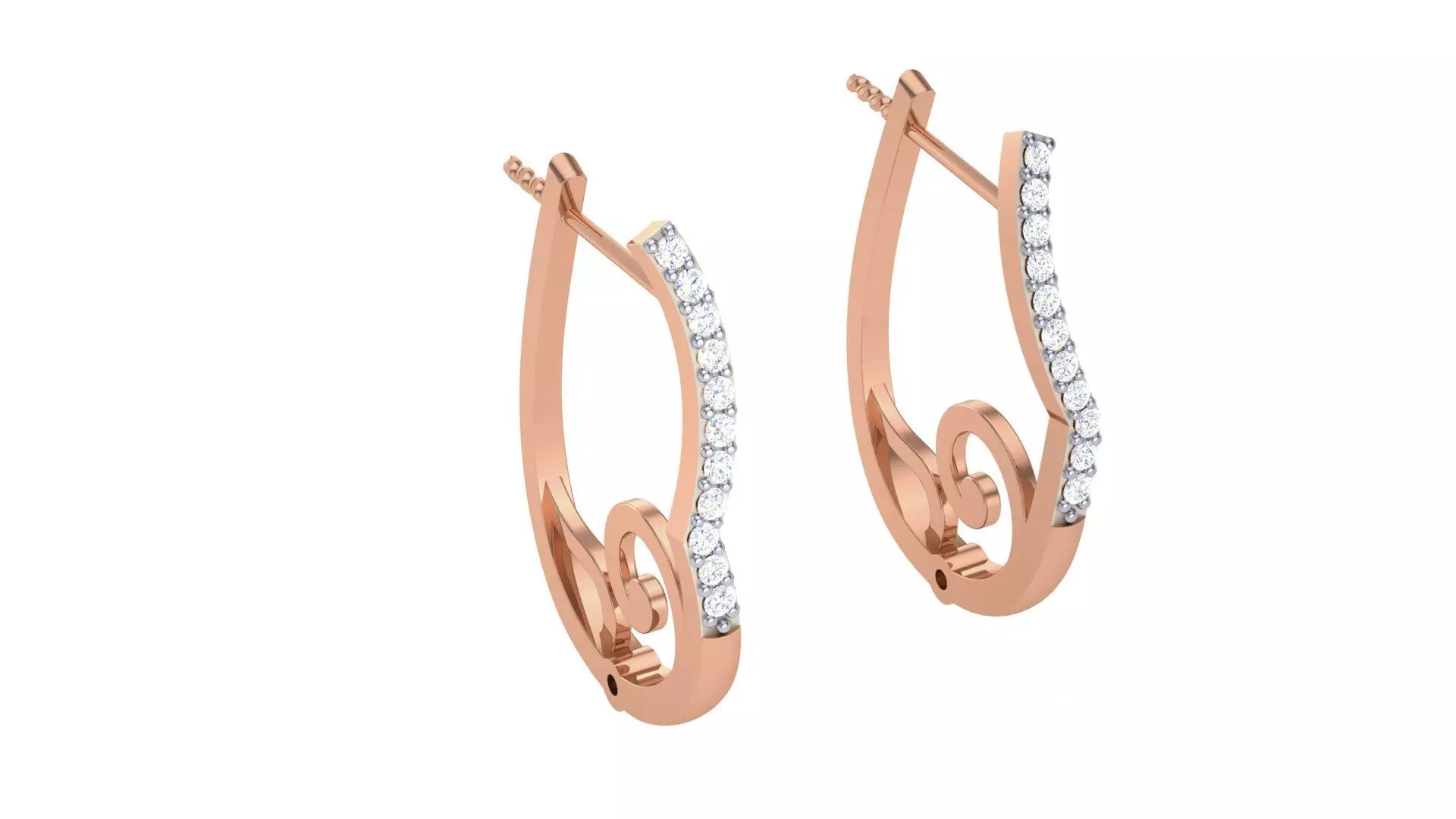 Geometric Theme Diamond Earrings obj stl 3dmf renders details 3D print model_0