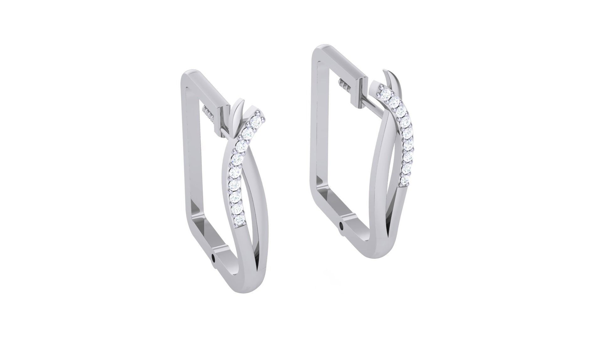 Geometric Theme Diamond Earrings obj stl 3dmf renders details 3D print model_1