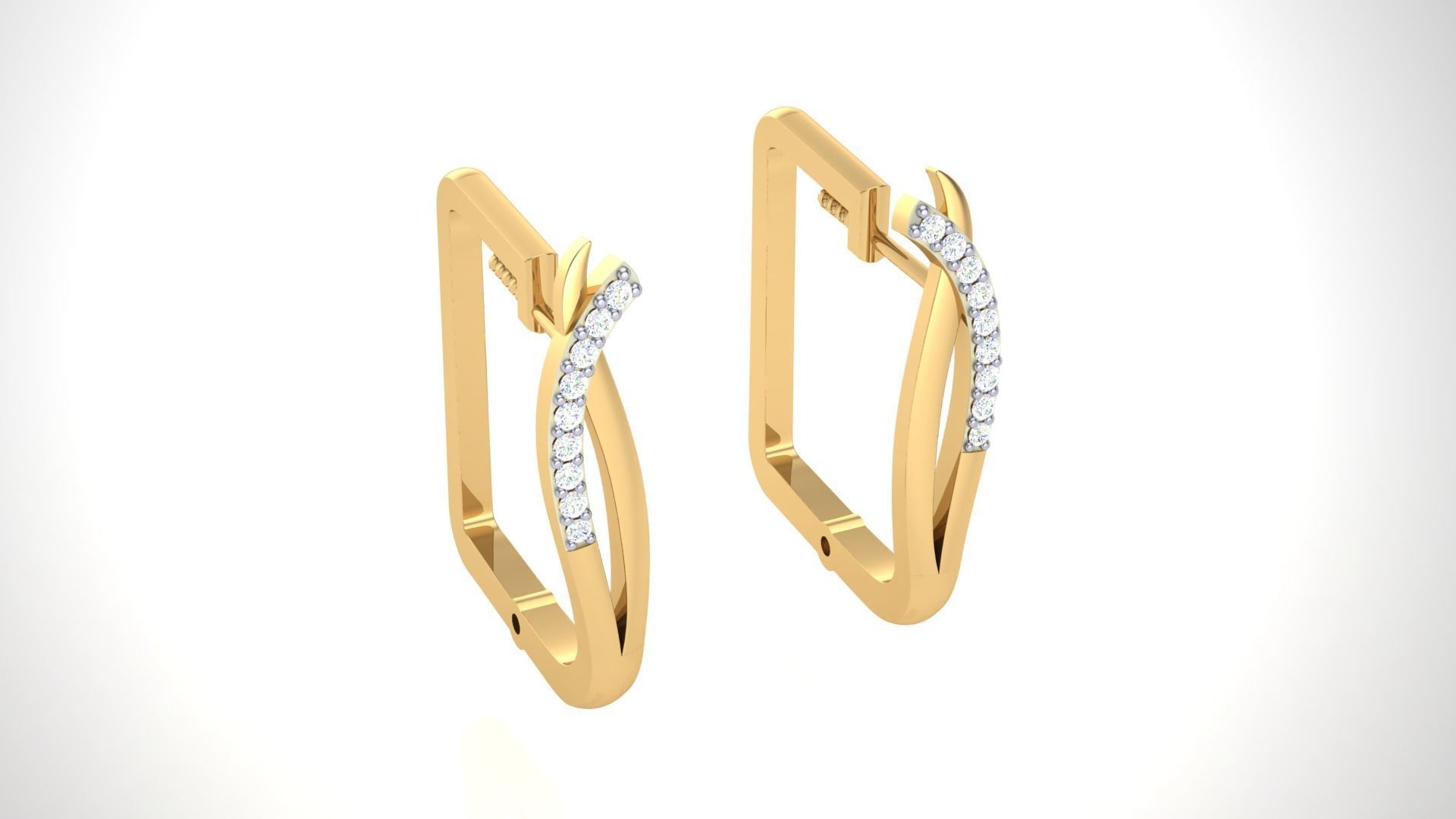 Geometric Theme Diamond Earrings obj stl 3dmf renders details 3D print model_2