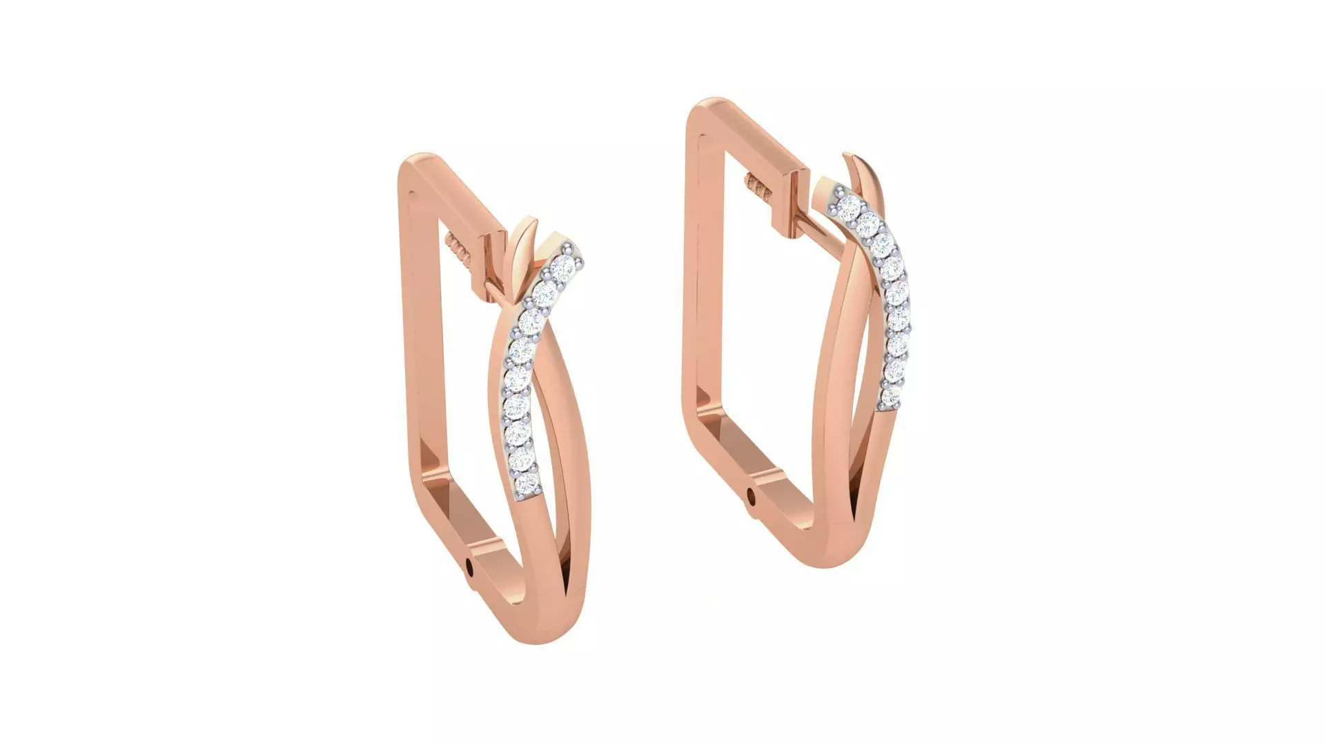 Geometric Theme Diamond Earrings obj stl 3dmf renders details 3D print model_0