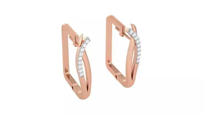 Geometric Theme Diamond Earrings obj stl 3dmf renders details