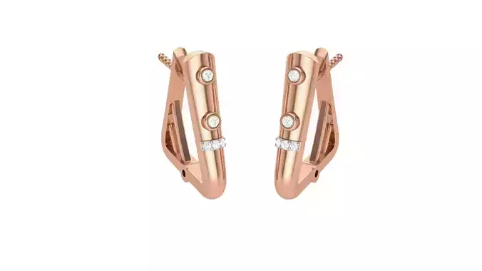 Geometric Theme Diamond Earrings obj stl 3dmf renders details