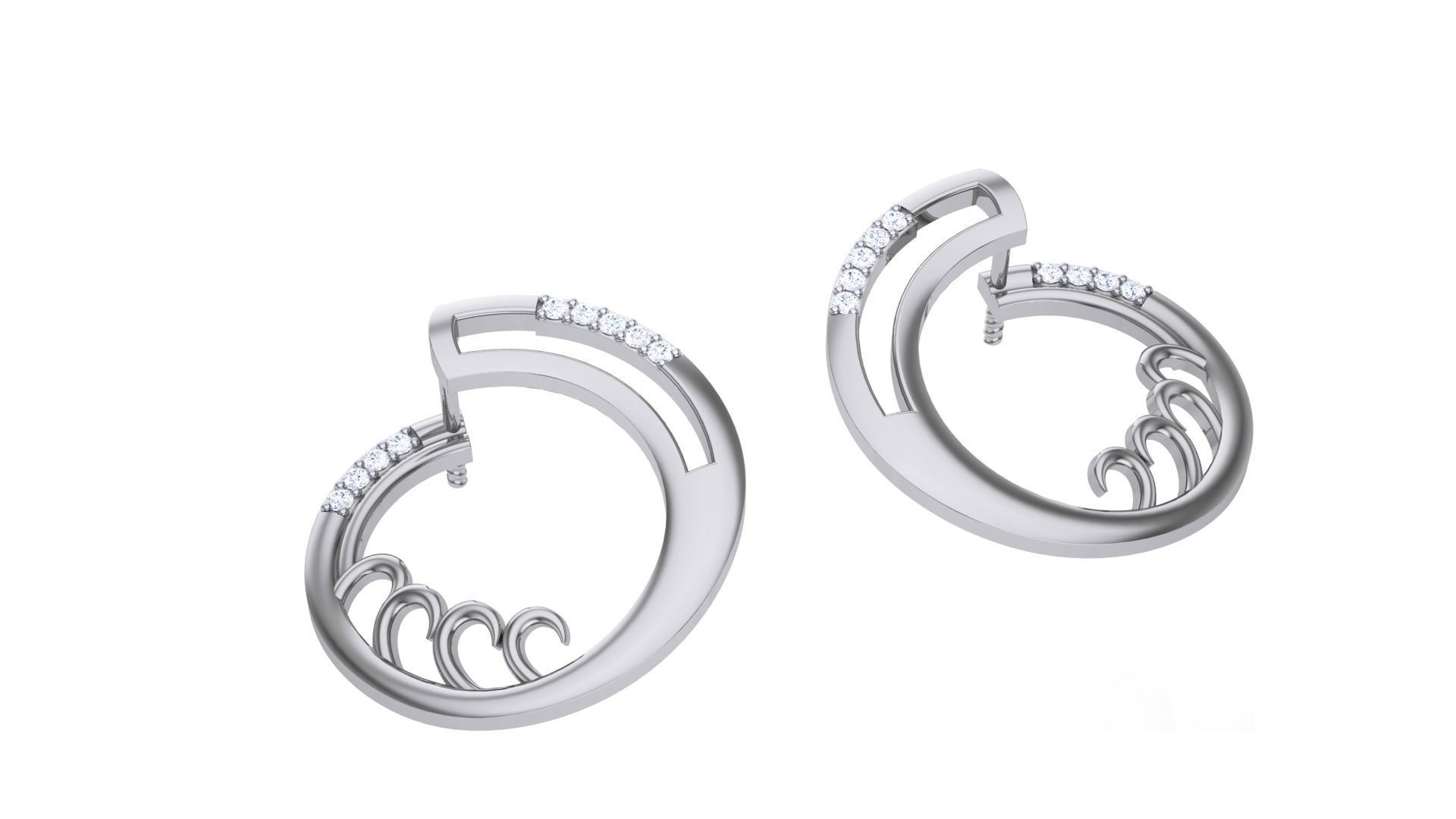 Geometric Theme Diamond Earrings obj stl 3dmf renders details 3D print model_1