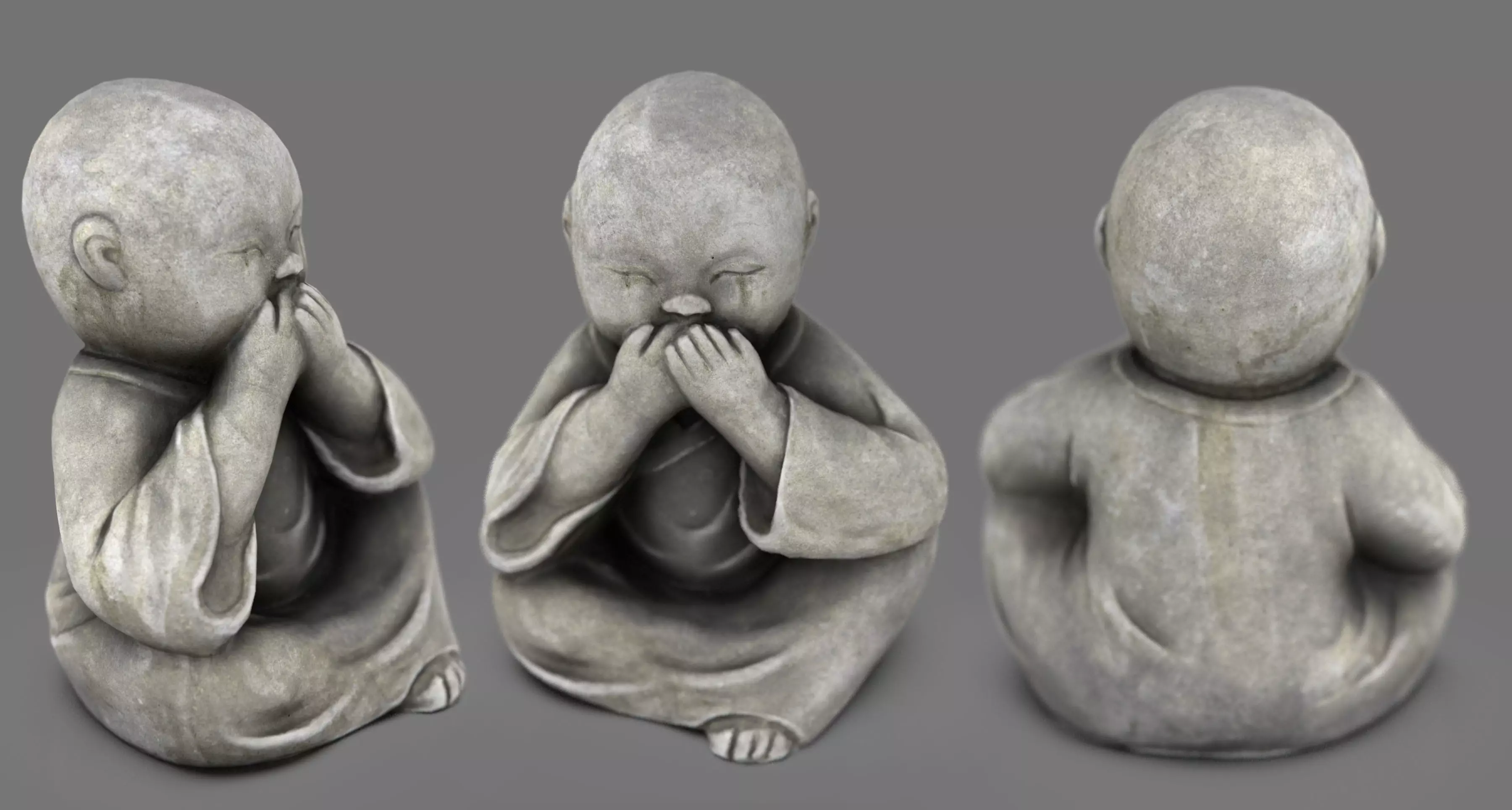Little buddha covering his mouth Low-poly 3D model