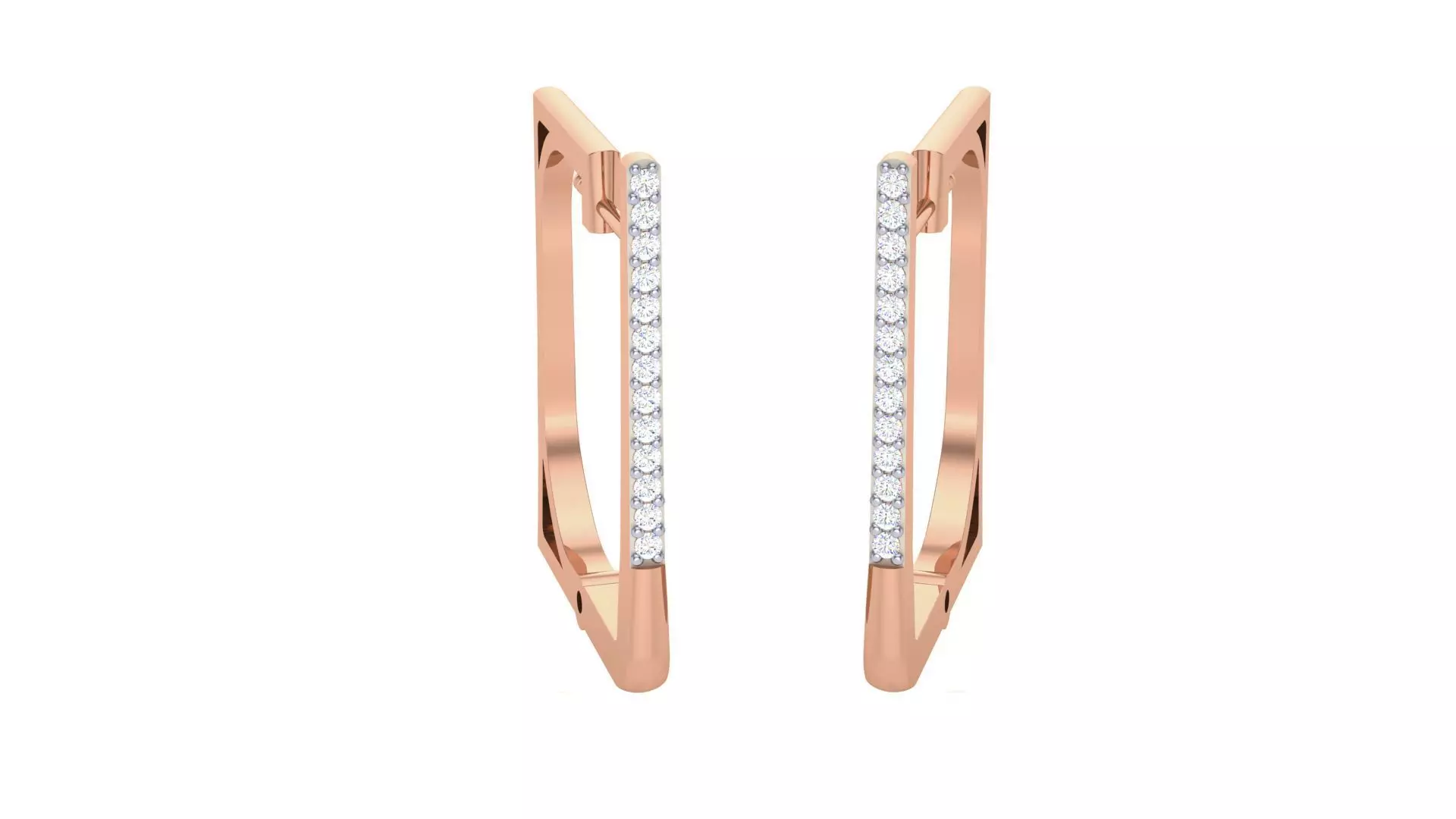 Geometric Theme Diamond Earrings obj stl 3dmf renders details 3D print model_0